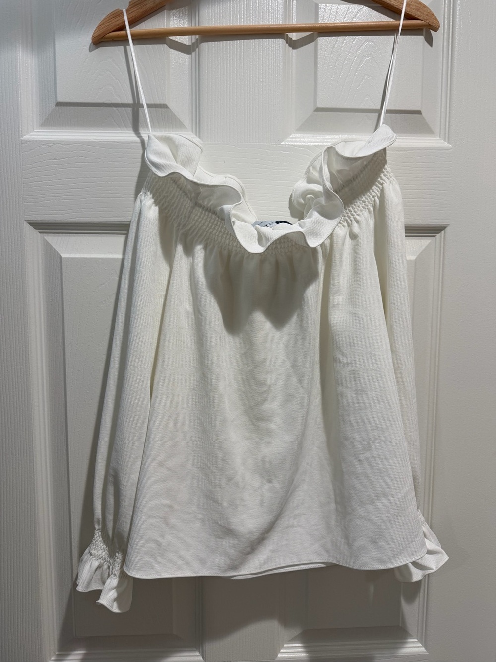 Tuckernuck Marguerite White Off Shoulder Smocked Blouse XS